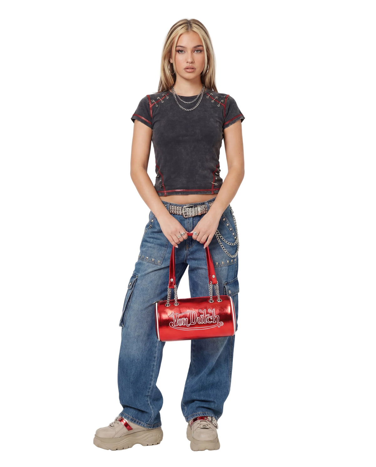 Barrel Bag -Red Metallic
