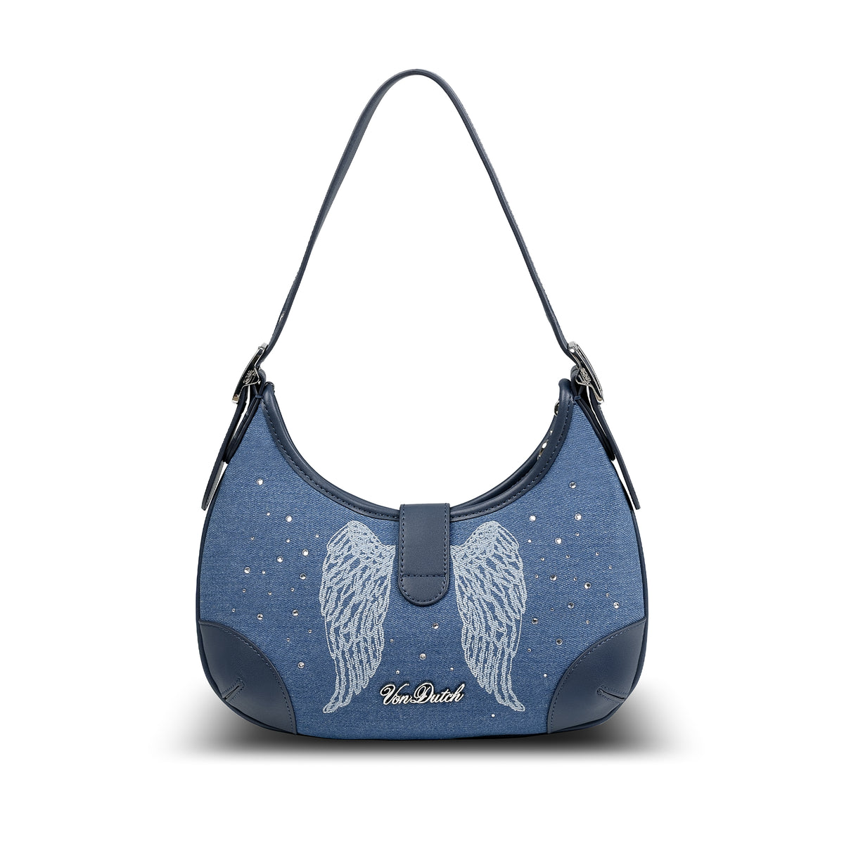 BELLA SHOULDER BAG -DENIM RHINESTONE