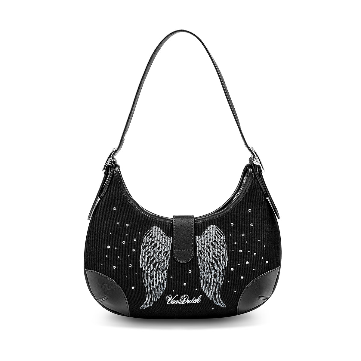 BELLA SHOULDER BAG -BLACK RHINESTONE