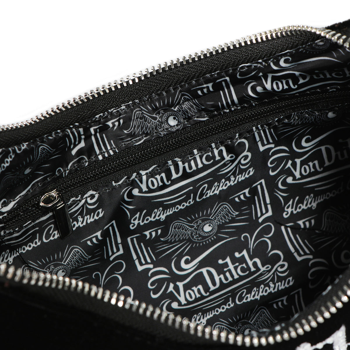 Black & White Rhinestone Velvet Shoulder Bag