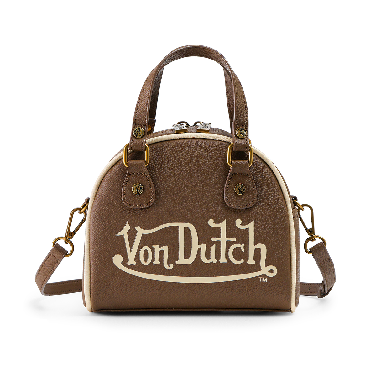 Brown & Tan Two-Tone Bowling Bag