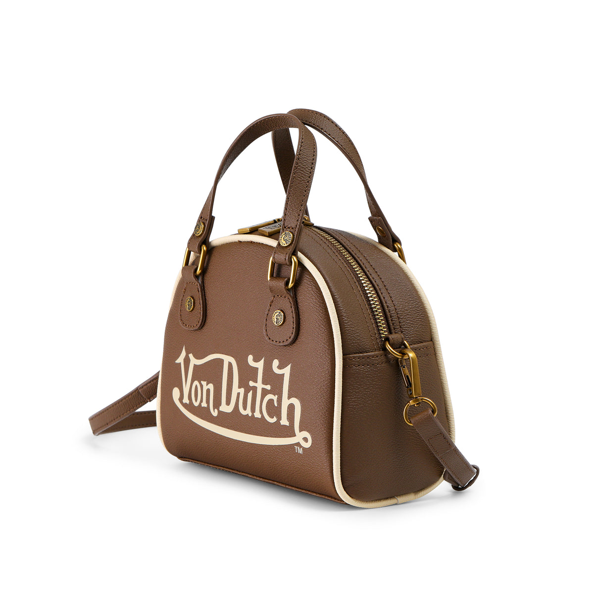 Brown & Tan Two-Tone Bowling Bag
