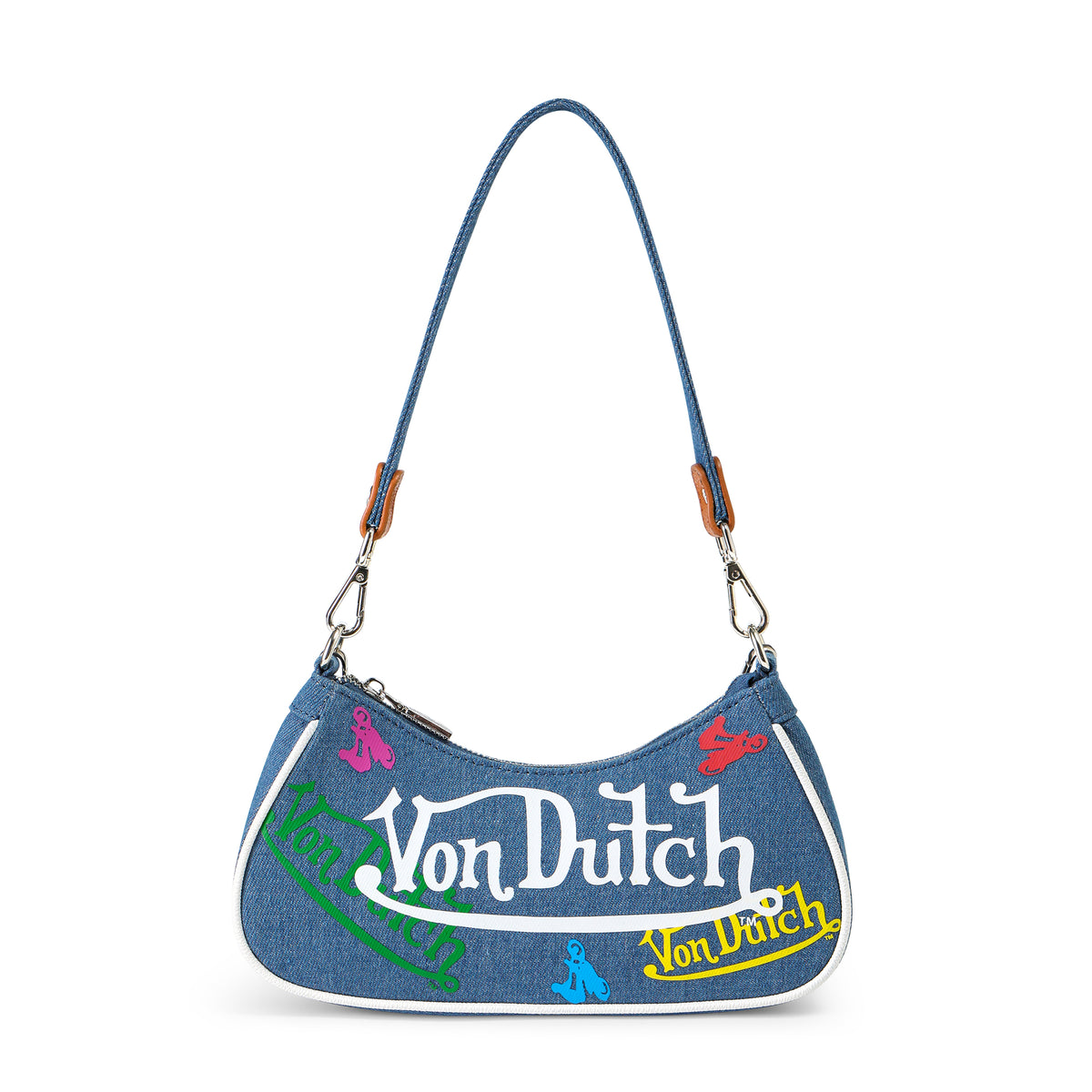 Green & Yellow Multi-Logo Denim Shoulder Bag