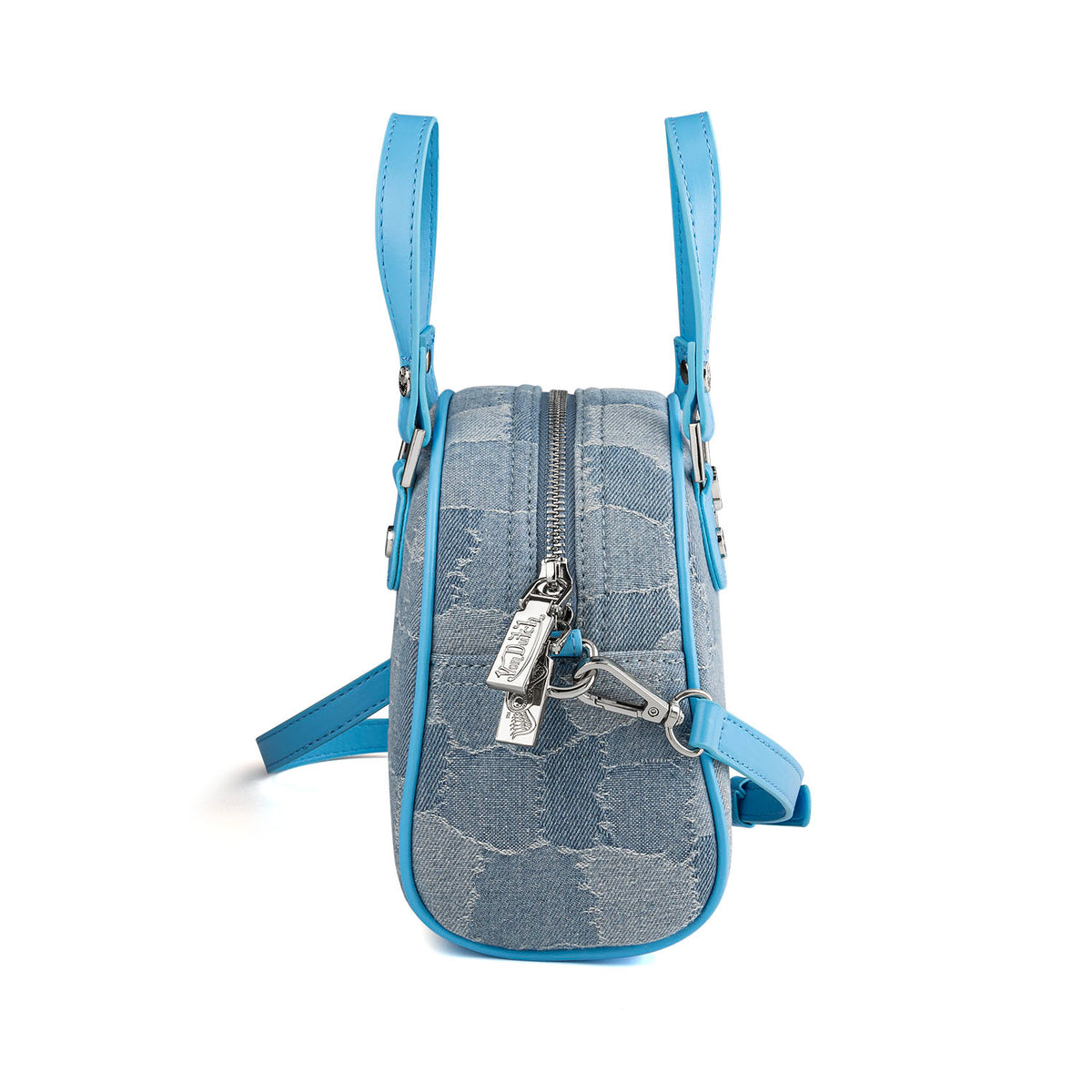 Blue Patch Denim Bowling Bag — Light Wash