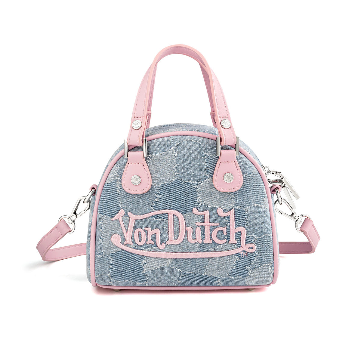 Light Pink Patch Denim Bowling Bag