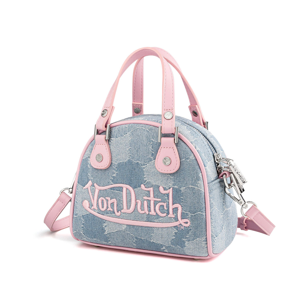 Light Pink Patch Denim Bowling Bag