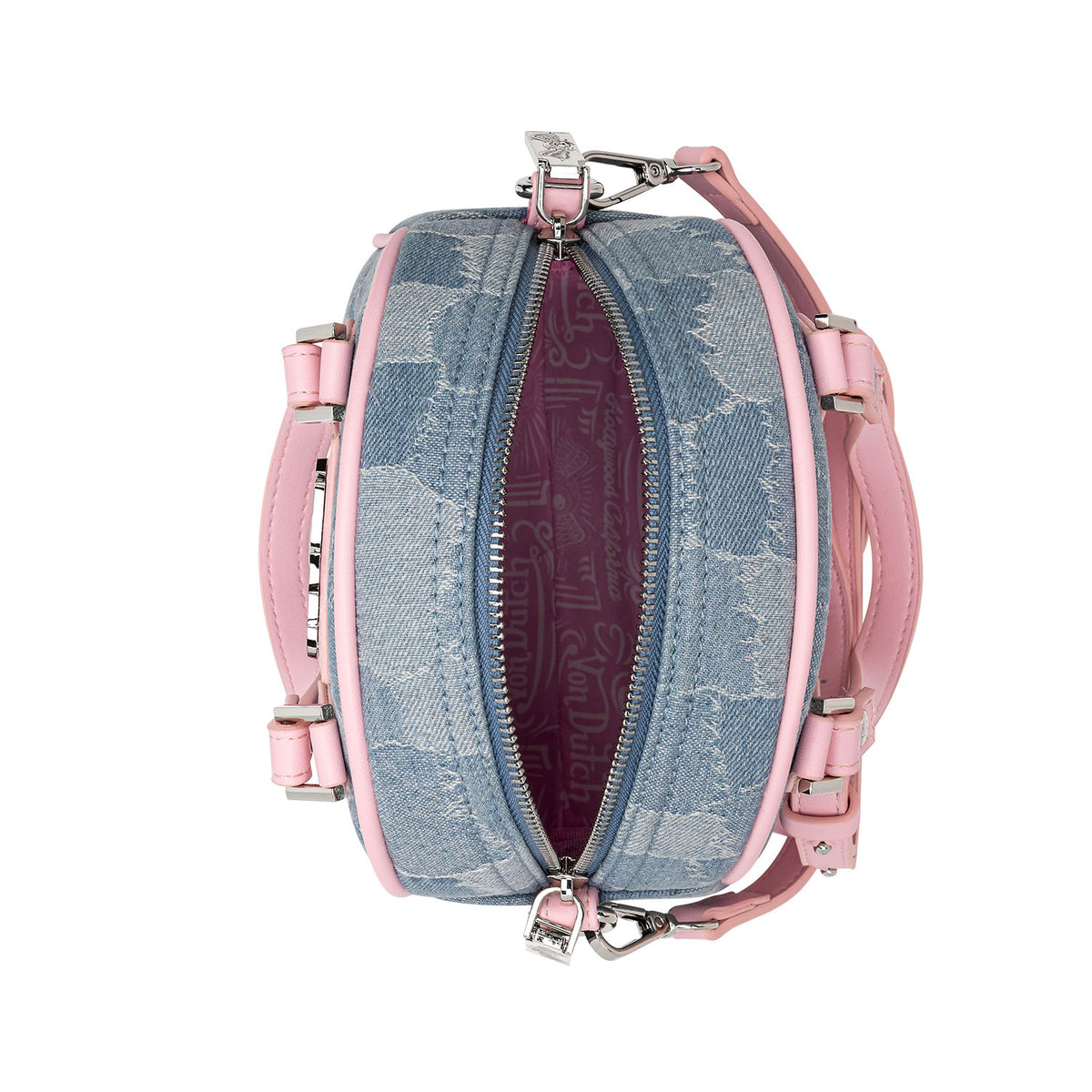 Light Pink Patch Denim Bowling Bag