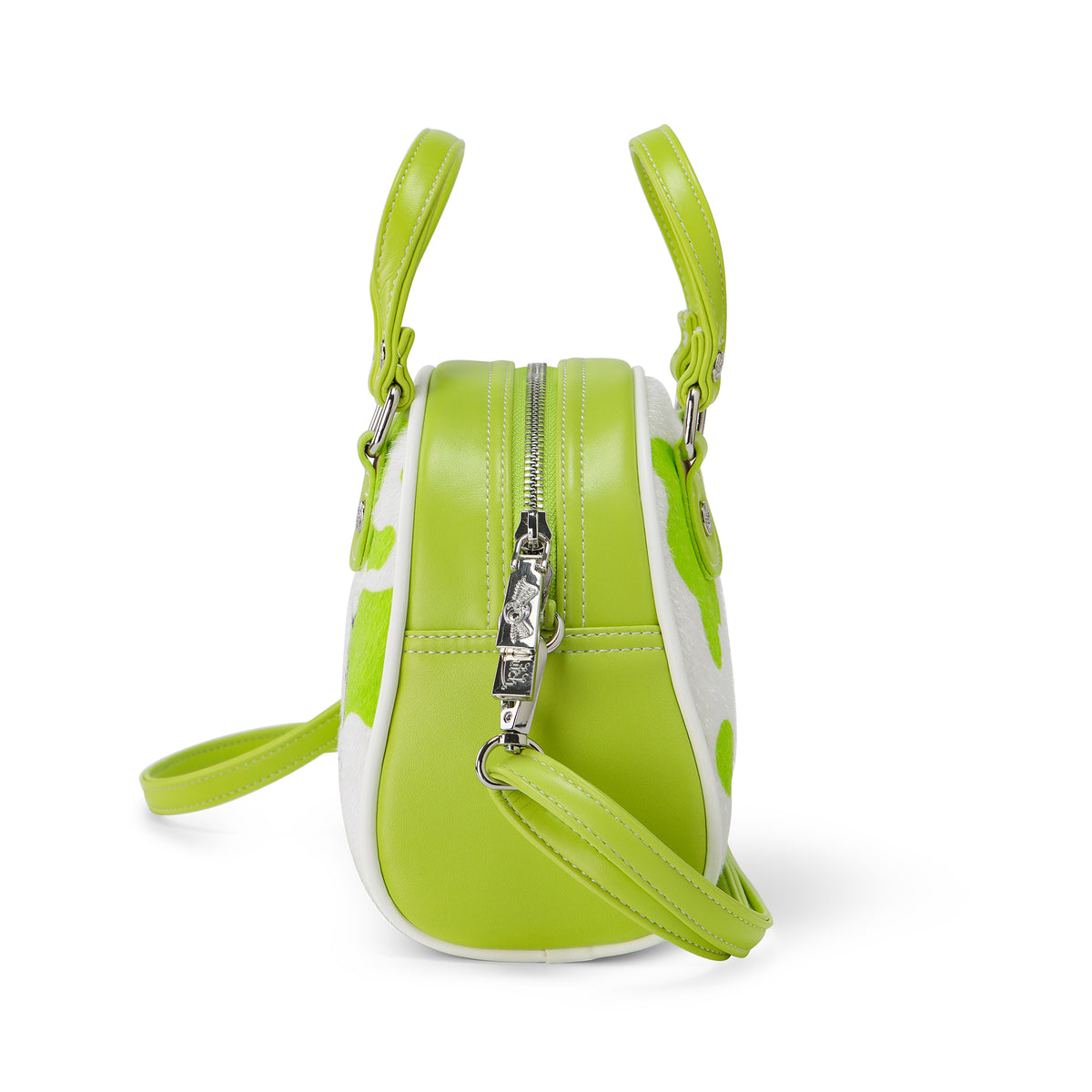 Lime Green Cow Print Vegan Pony Hair Bowling Bag