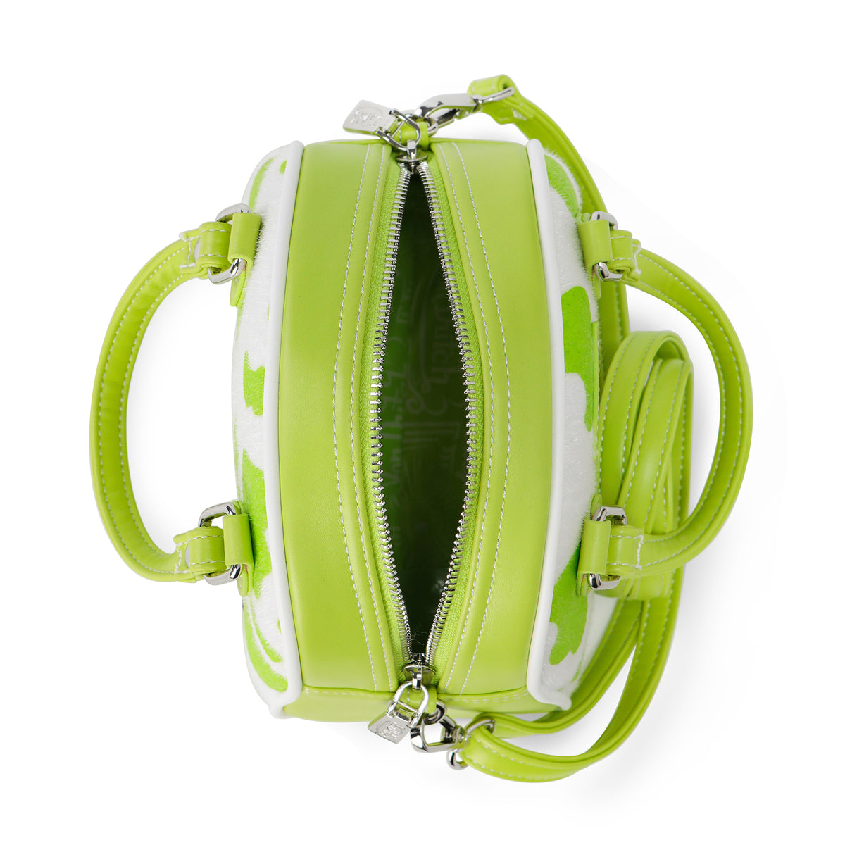 Lime Green Cow Print Vegan Pony Hair Bowling Bag