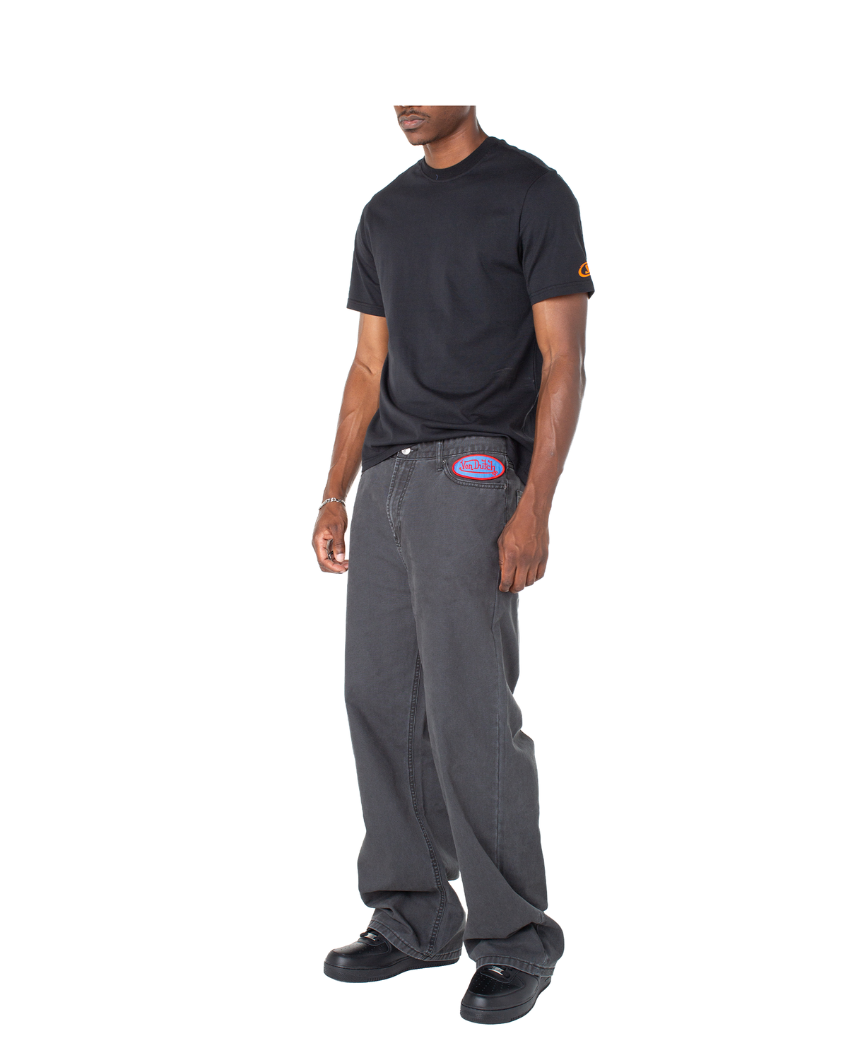 Men's Baggy Contrast Graphic Patch Straight Reaper Pant