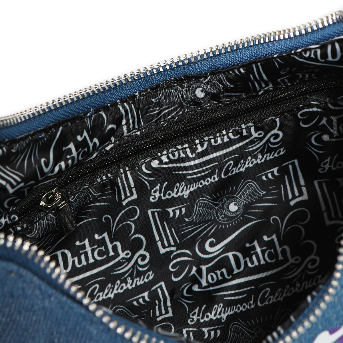 Orange & Purple Multi-Logo Denim Shoulder Bag