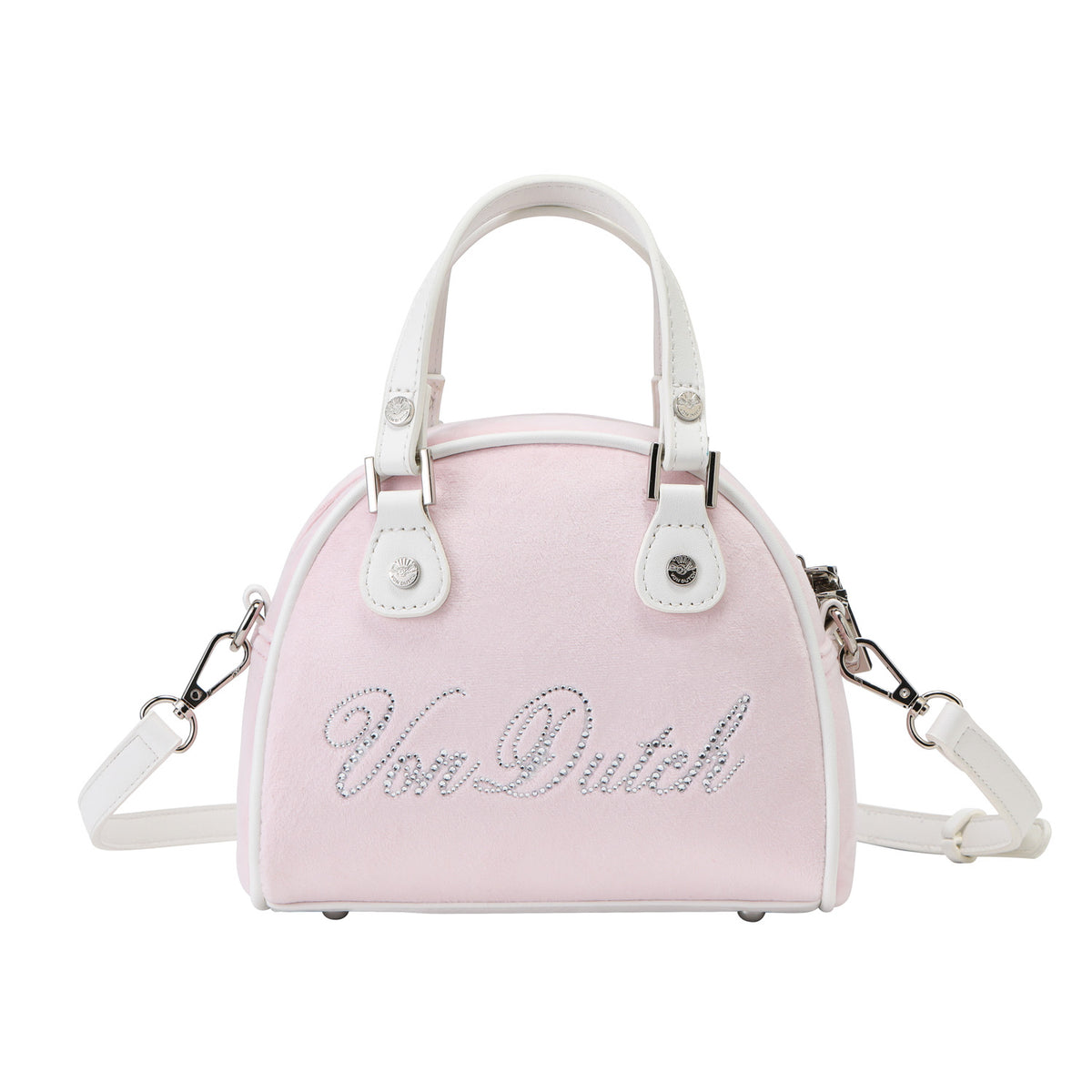 Velour Rhinestone Bowling Bag