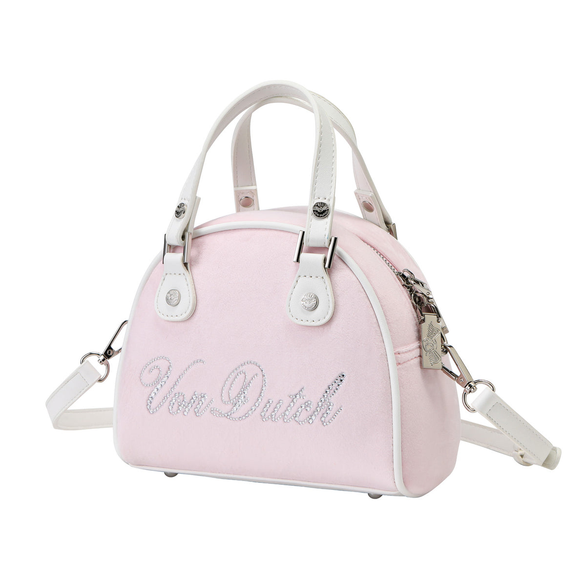 Velour Rhinestone Bowling Bag
