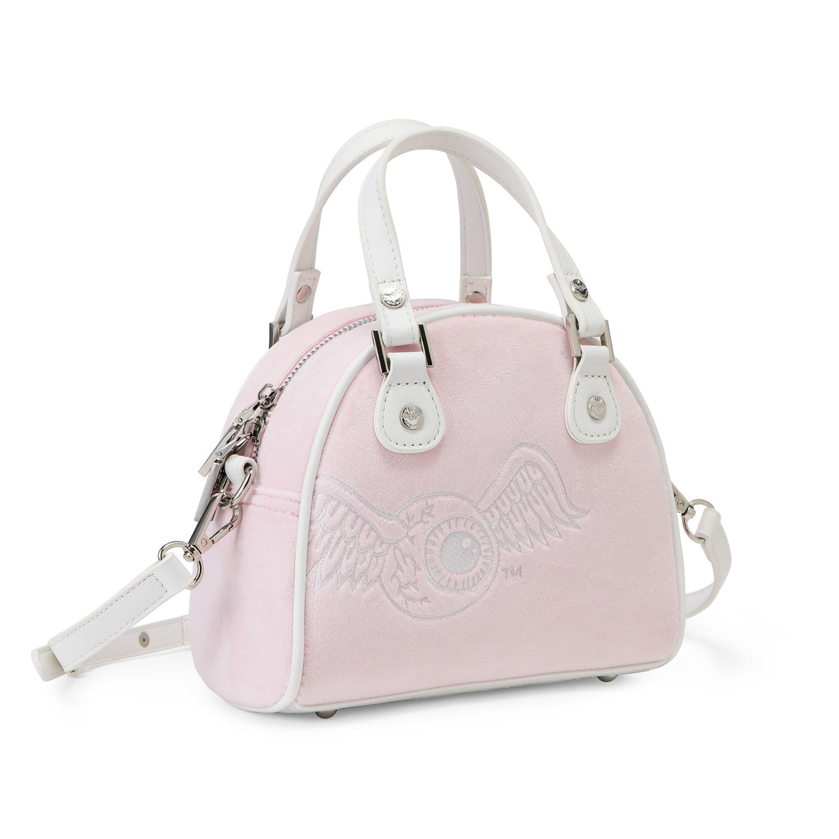 Velour Rhinestone Bowling Bag