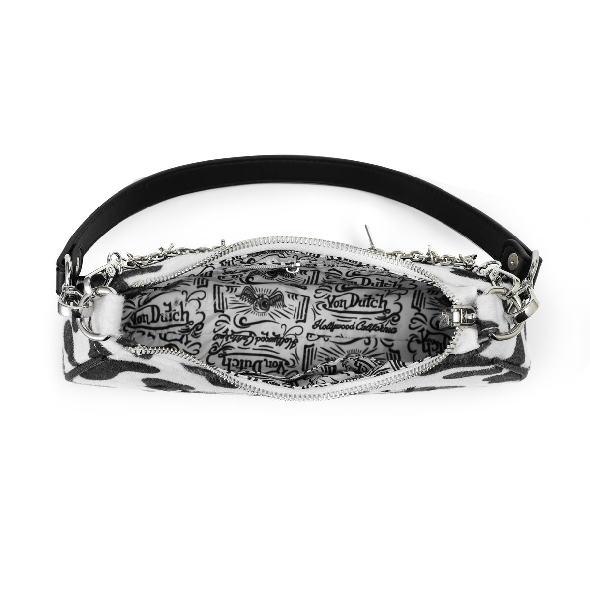 Black Cow Print Shoulder Bag