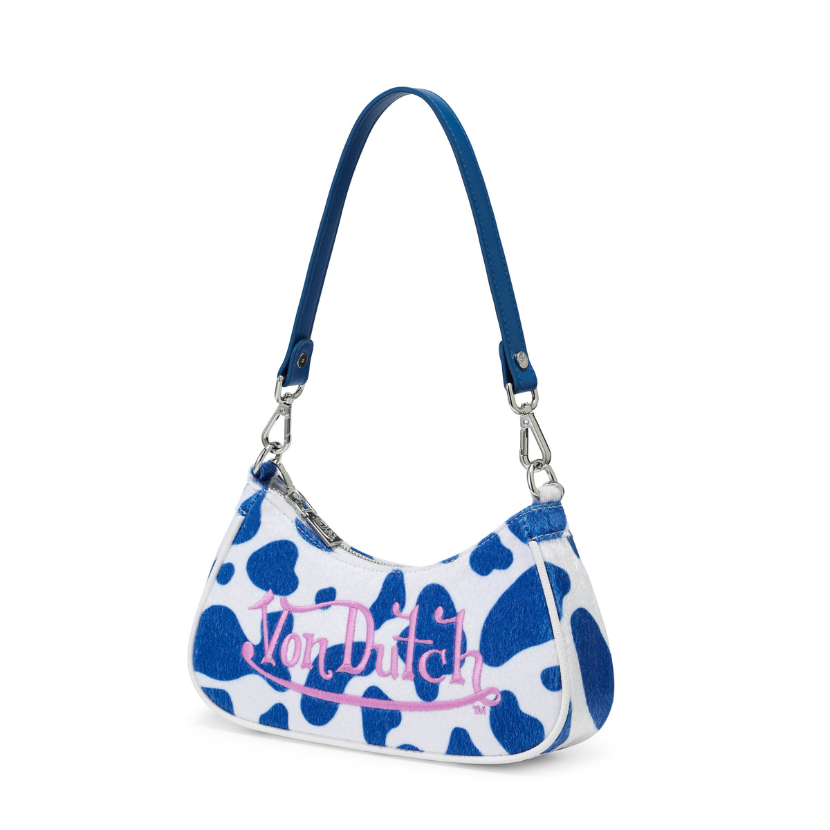 Blue Cow Print Shoulder Bag
