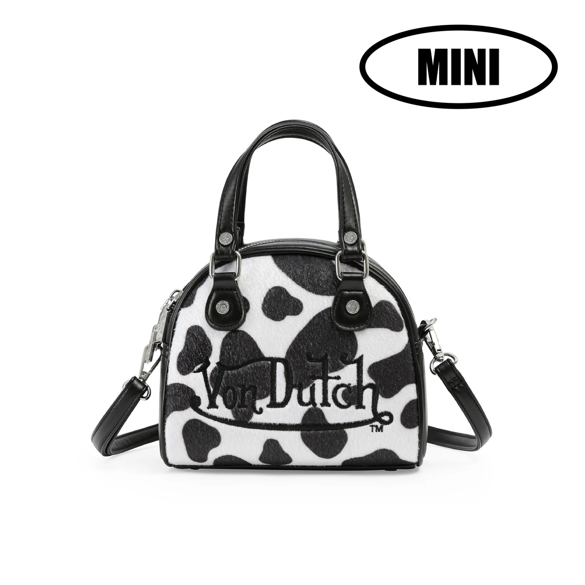 Mini Cow Print Bowling Bag