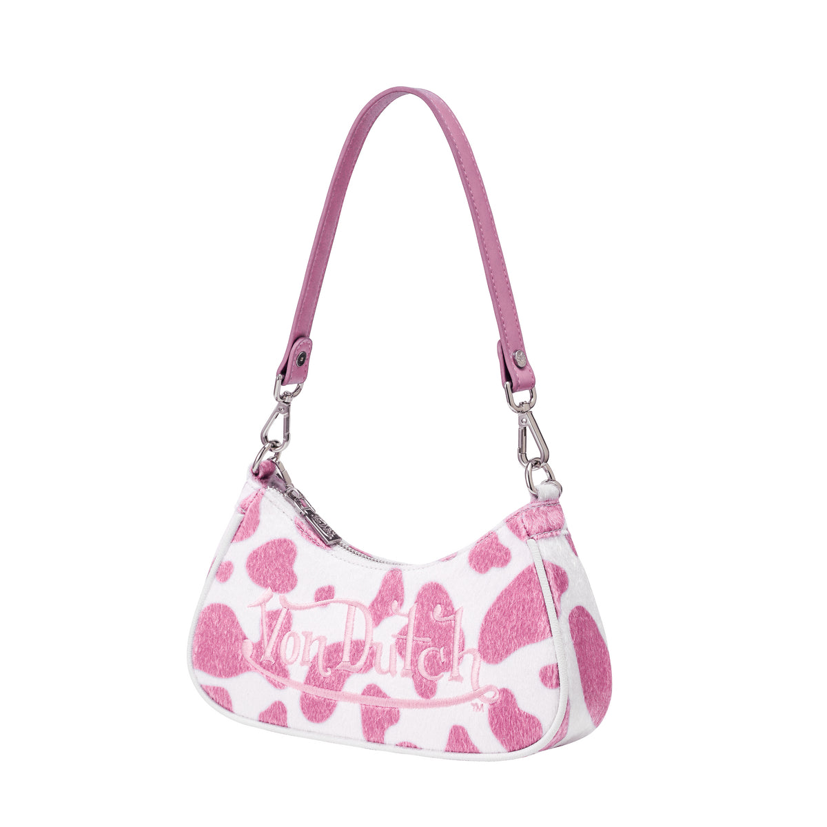 Pink Cow Print Shoulder Bag