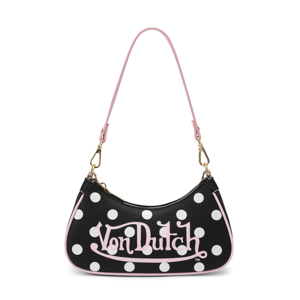 Black Polk A Dot Shoulder Bag
