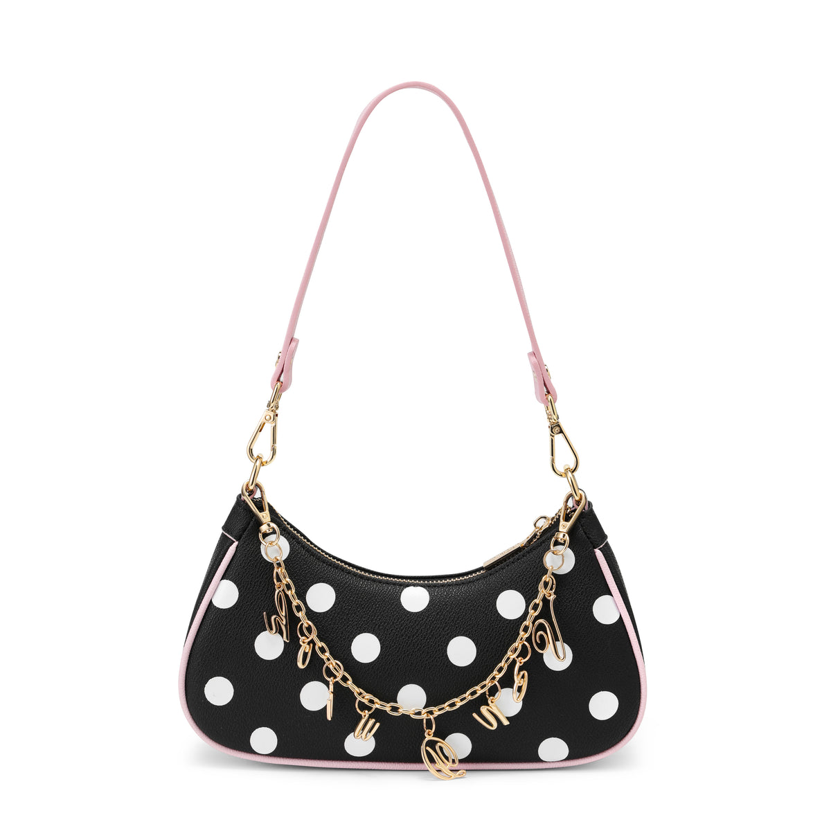 Black Polk A Dot Shoulder Bag