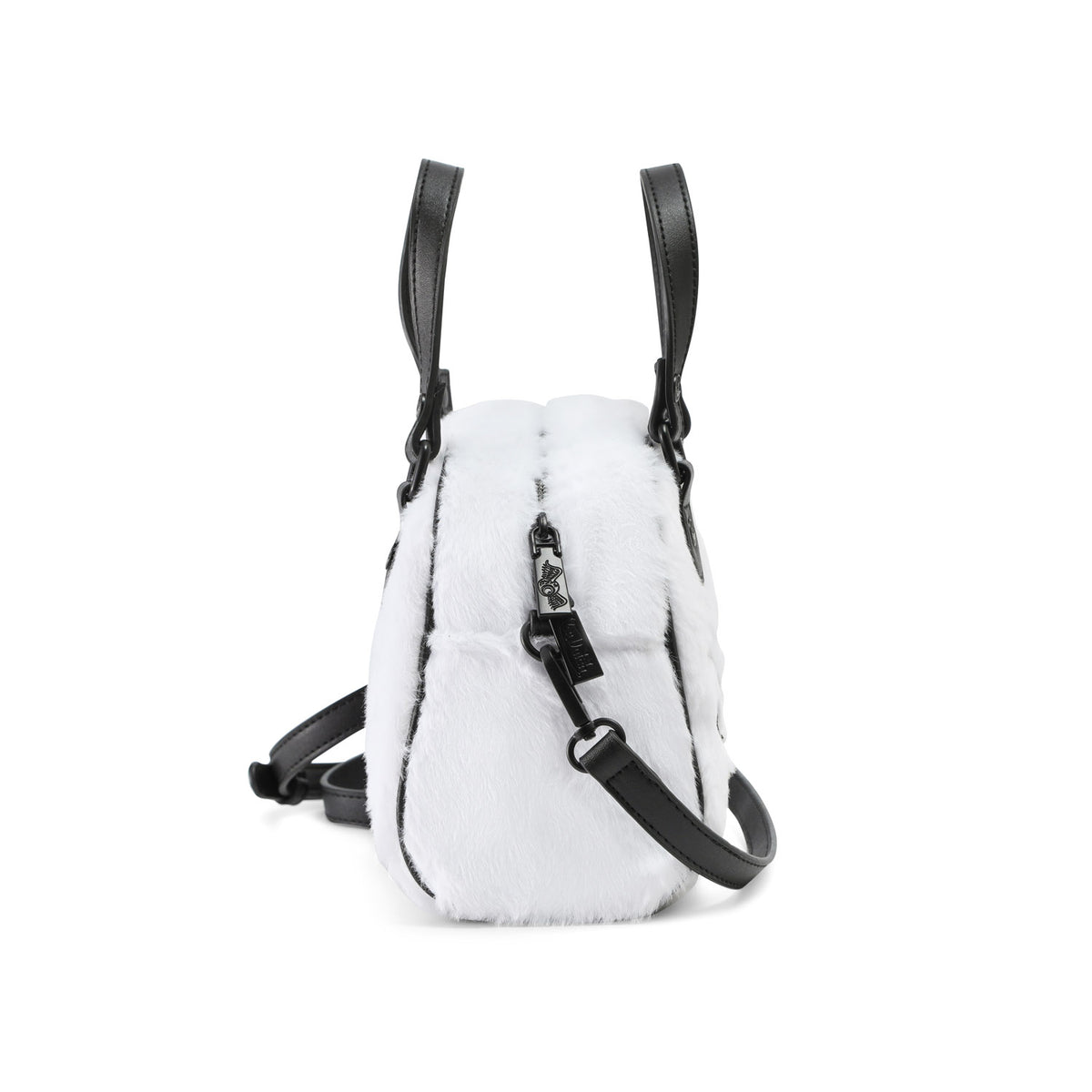 White and Black Furry Bowling Bag