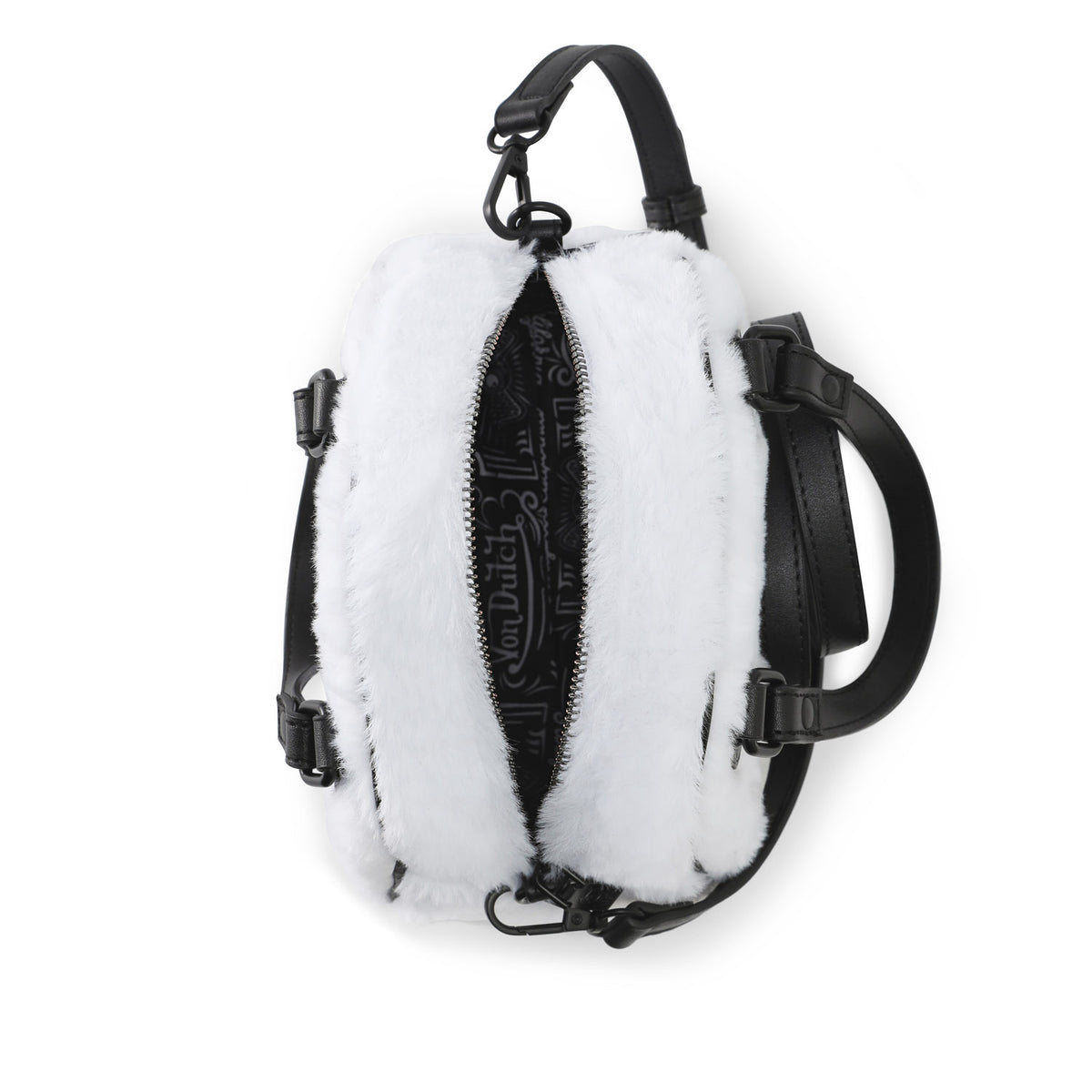 White and Black Furry Bowling Bag