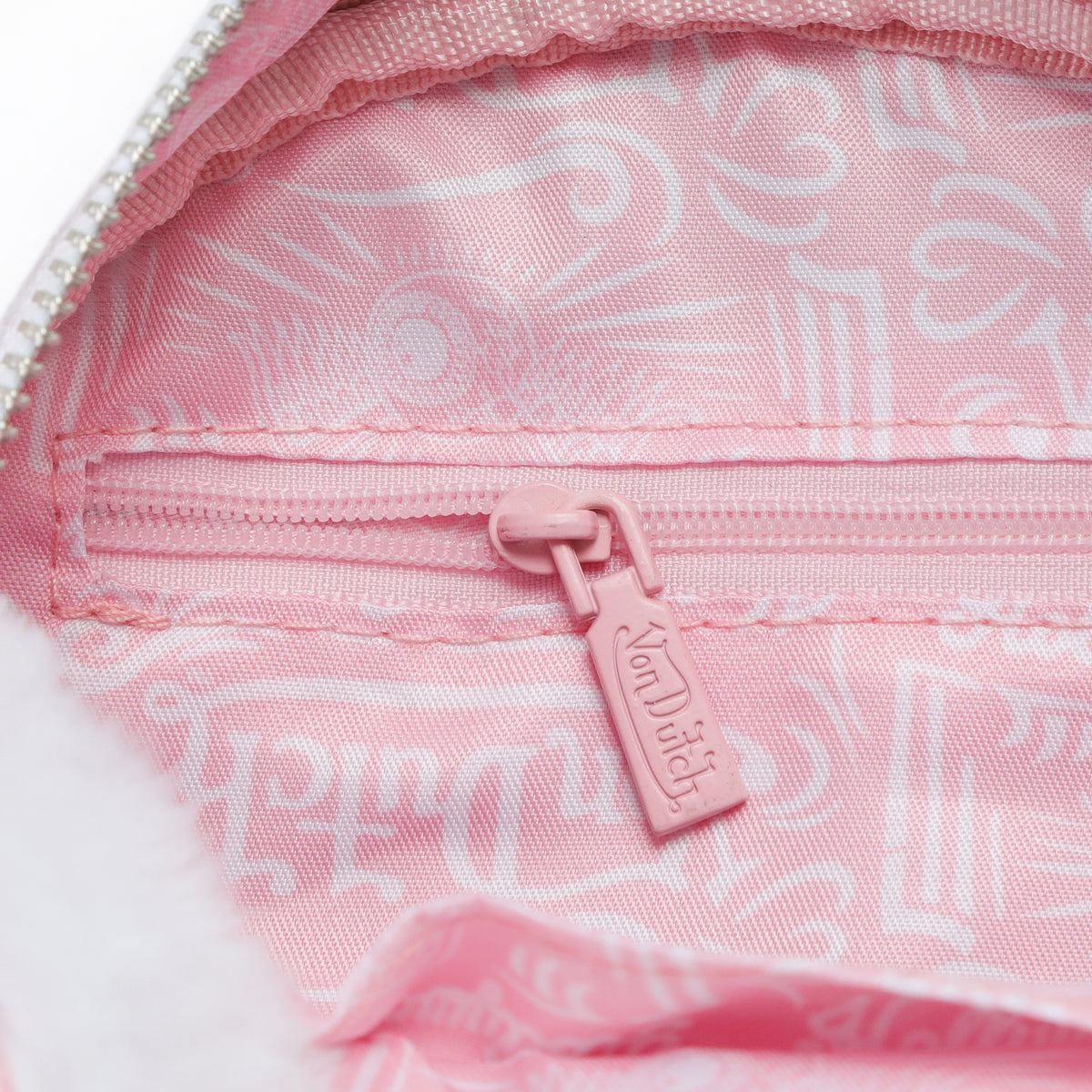 White and Pink Furry Bowling Bag