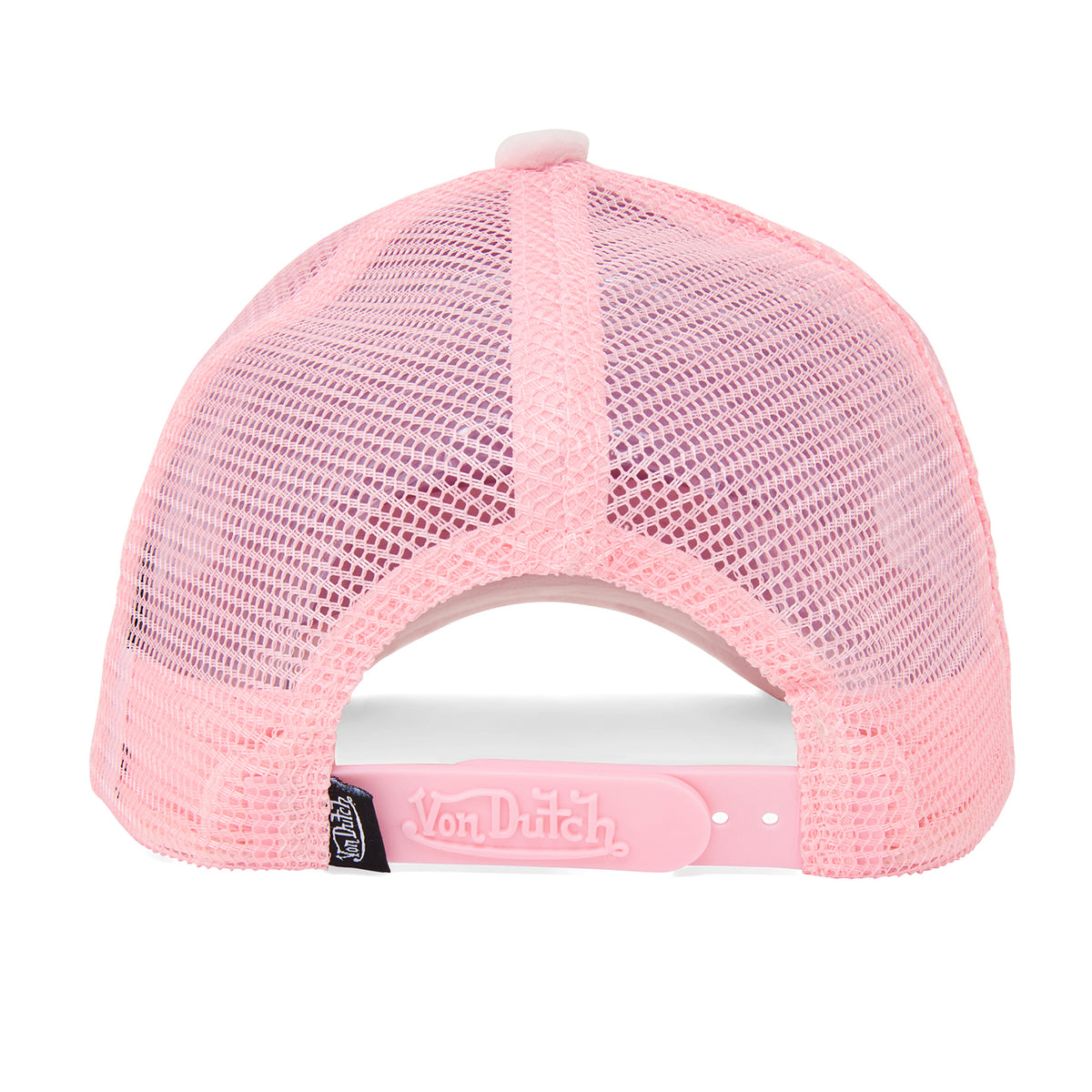 Baby Pink Velour Rhinestone Trucker Hat