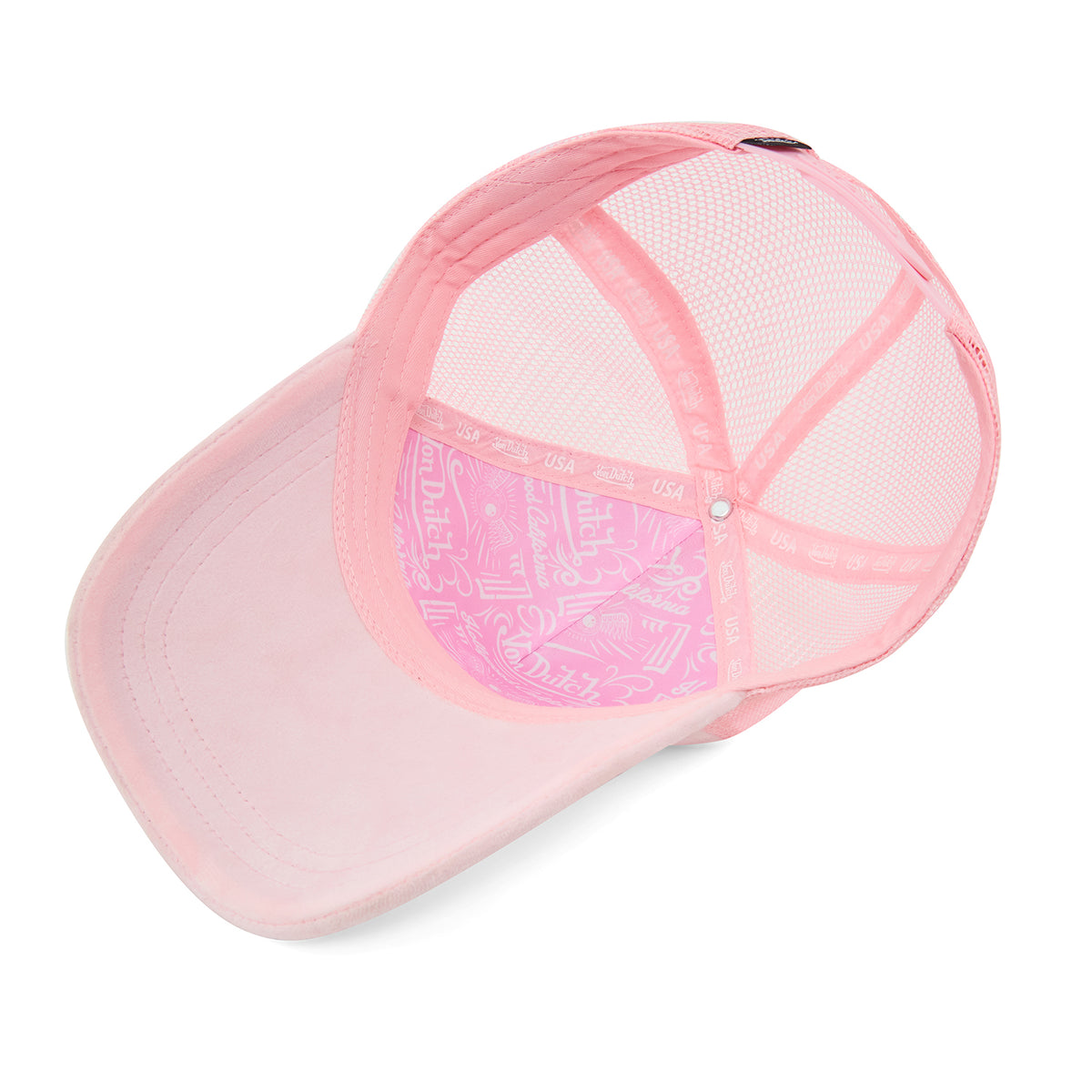 Baby Pink Velour Rhinestone Trucker Hat