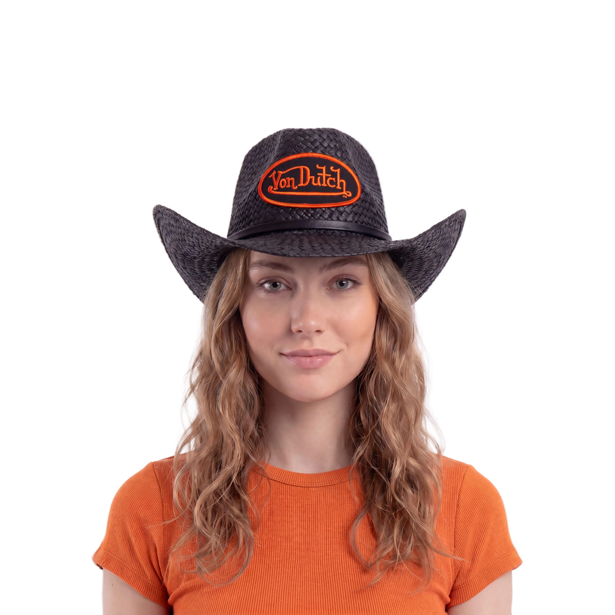 Black & Orange Classic Cowboy Hat