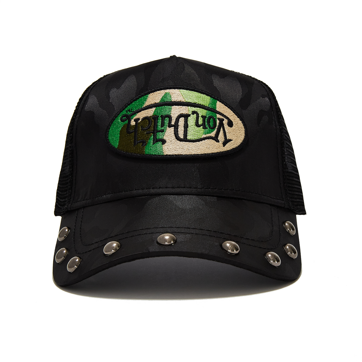 415 Black & Green Studded Trucker Hat