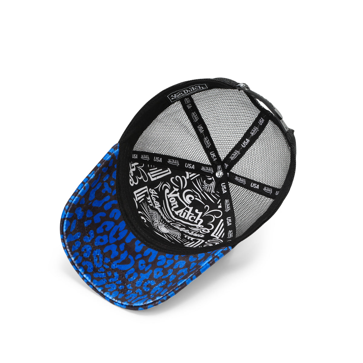Blue Cheetah Velvet Trucker Hat