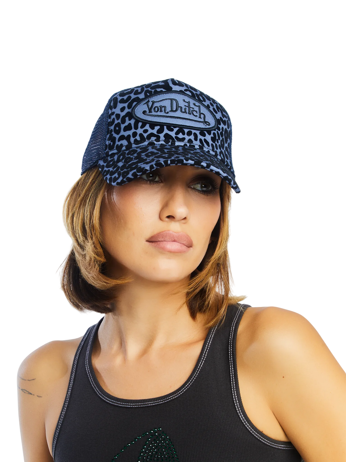 Blueberry Cheetah Velvet Trucker Hat