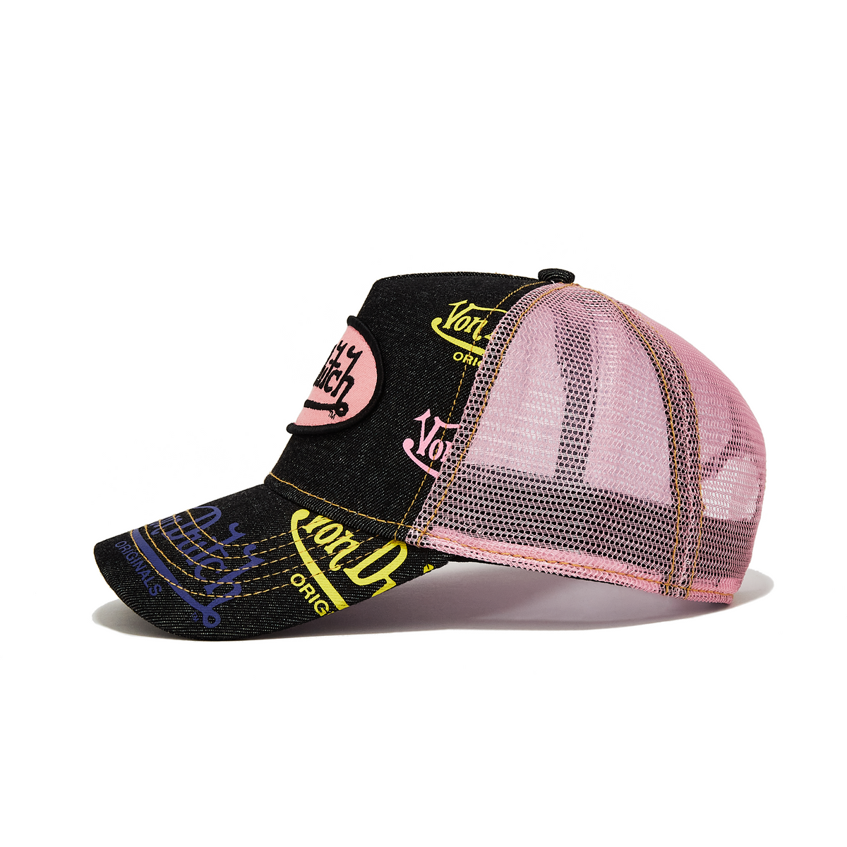 Dark Denim Pink Logo Trucker Hat