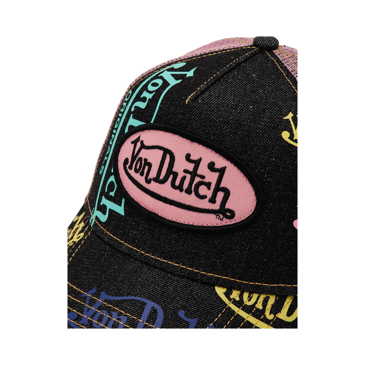 Dark Denim Pink Logo Trucker Hat