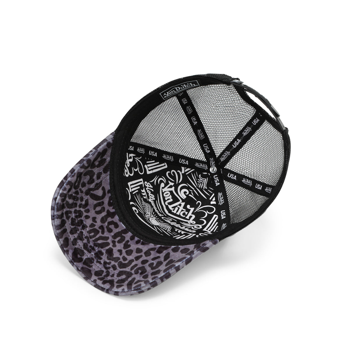 Grey Cheetah Velvet Trucker Hat