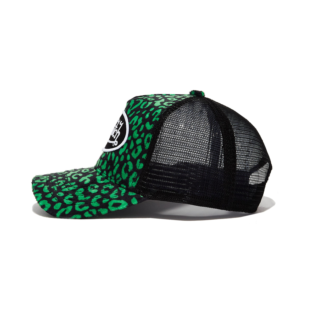 Lime Cheetah Velvet Trucker Hat