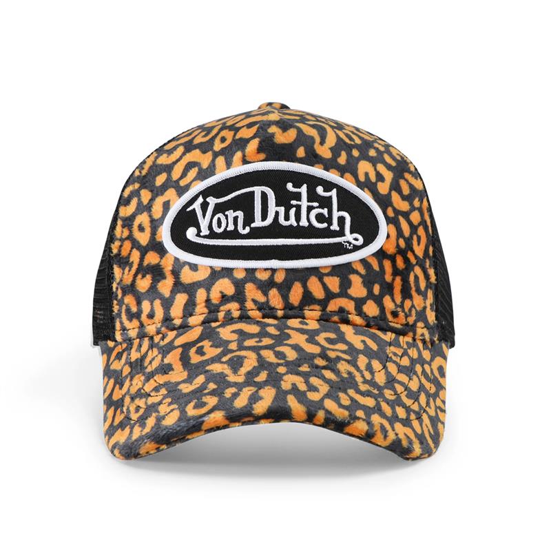 Orange Cheetah Velvet Trucker Hat