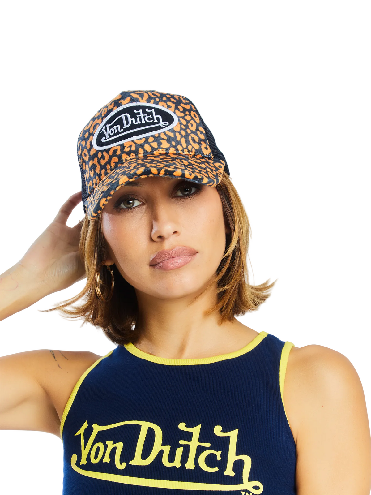 Orange Cheetah Velvet Trucker Hat