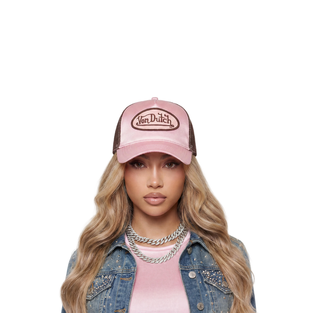 Pink Satin Trucker Hat