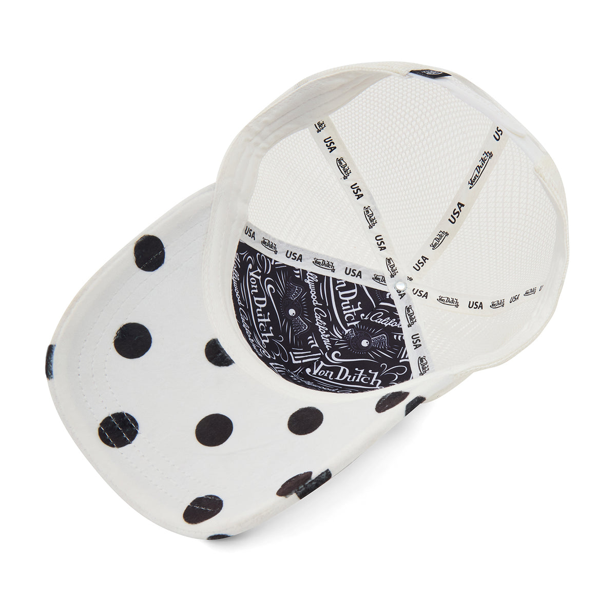 Polka Dot Velour Rhinestone Trucker Hat