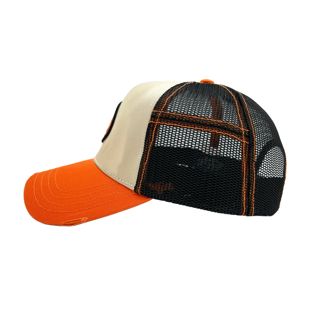 Tan & Orange Classic Distressed Trucker Hat