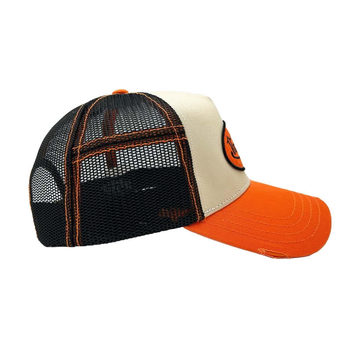 Tan & Orange Classic Distressed Trucker Hat