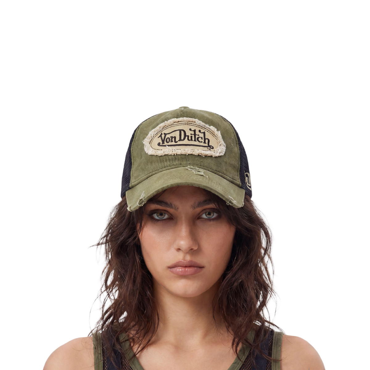 Vintage Green Von Denim Trucker Hat