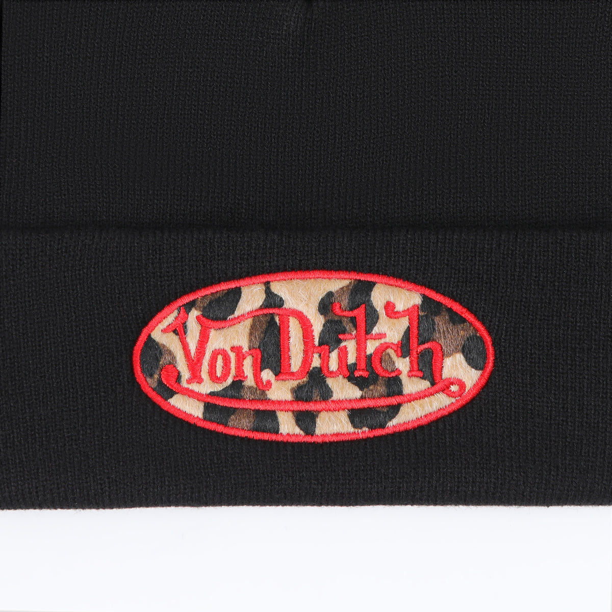 Red Leopard Patch Beanie