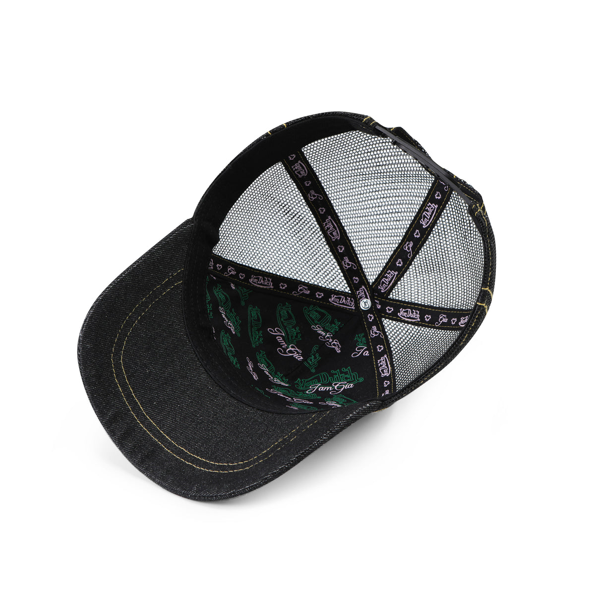 I.AM.GIA X VON DUTCH BLACK DENIM TRUCKER HAT