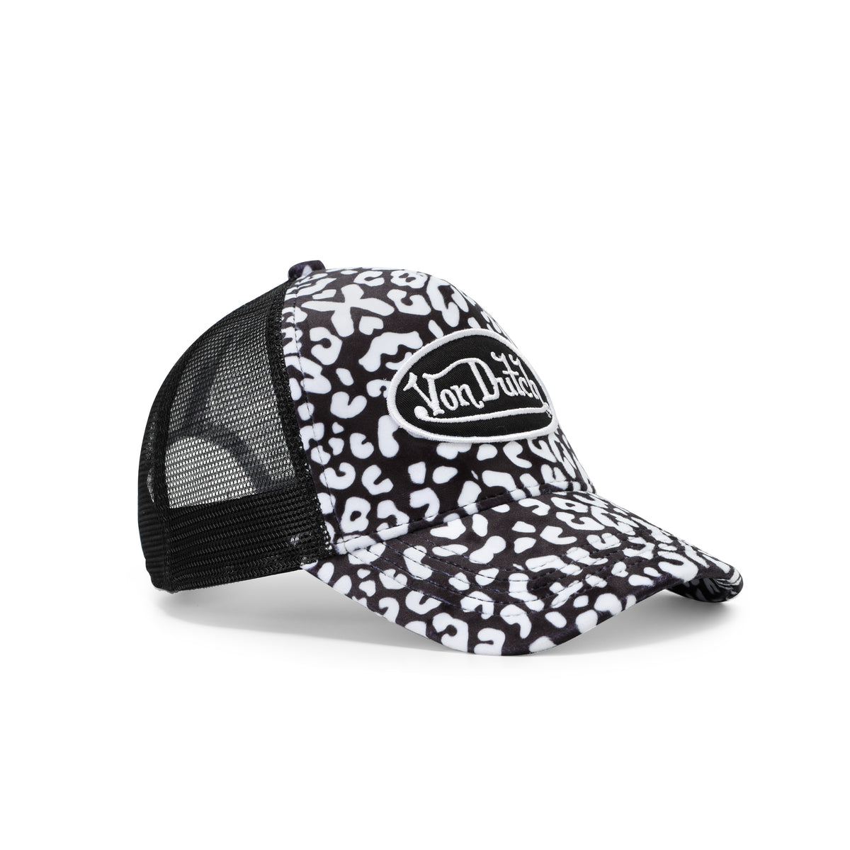 White and Black Cheetah Velvet Trucker Hat